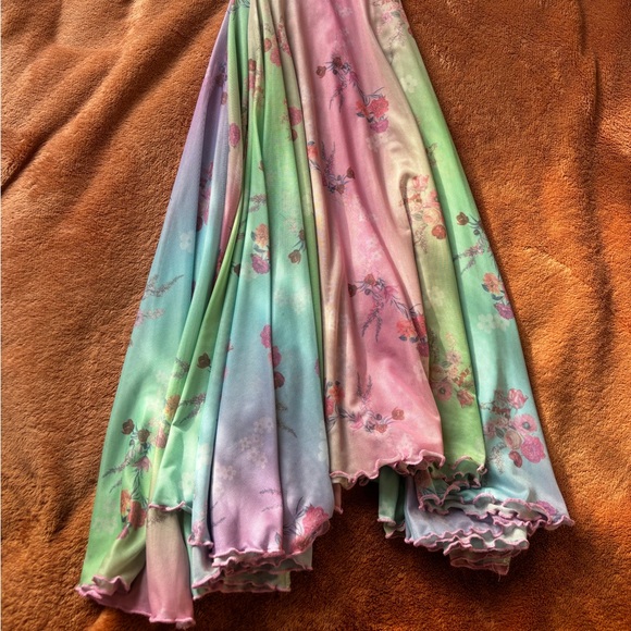 Sugar Thrillz Pastel Floral Mesh Bell Bottom Pants Fairycore Y2K - Picture 7 of 8